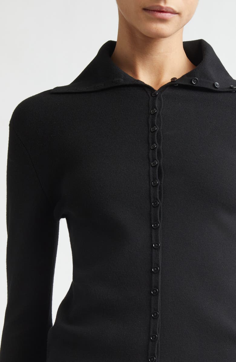 TOTEME Fitted Polo Cardigan, Alternate, color, Black