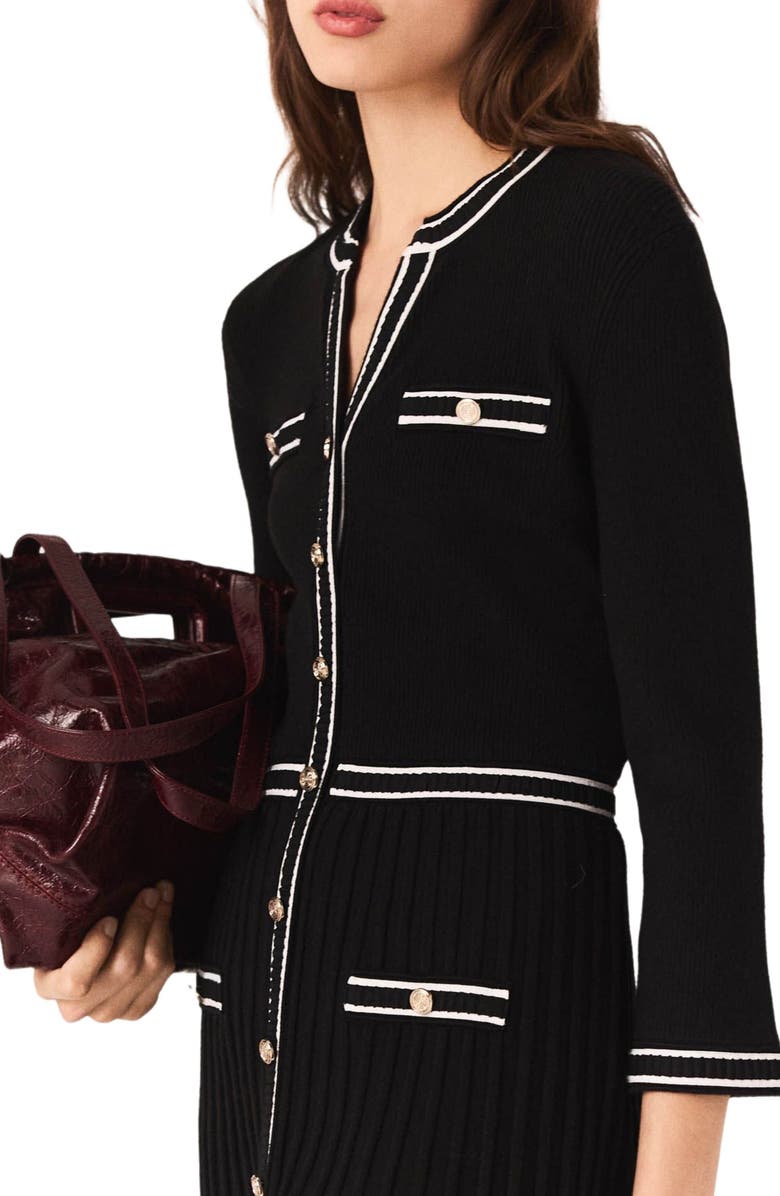 maje Knit midi dress, Alternate, color, Black