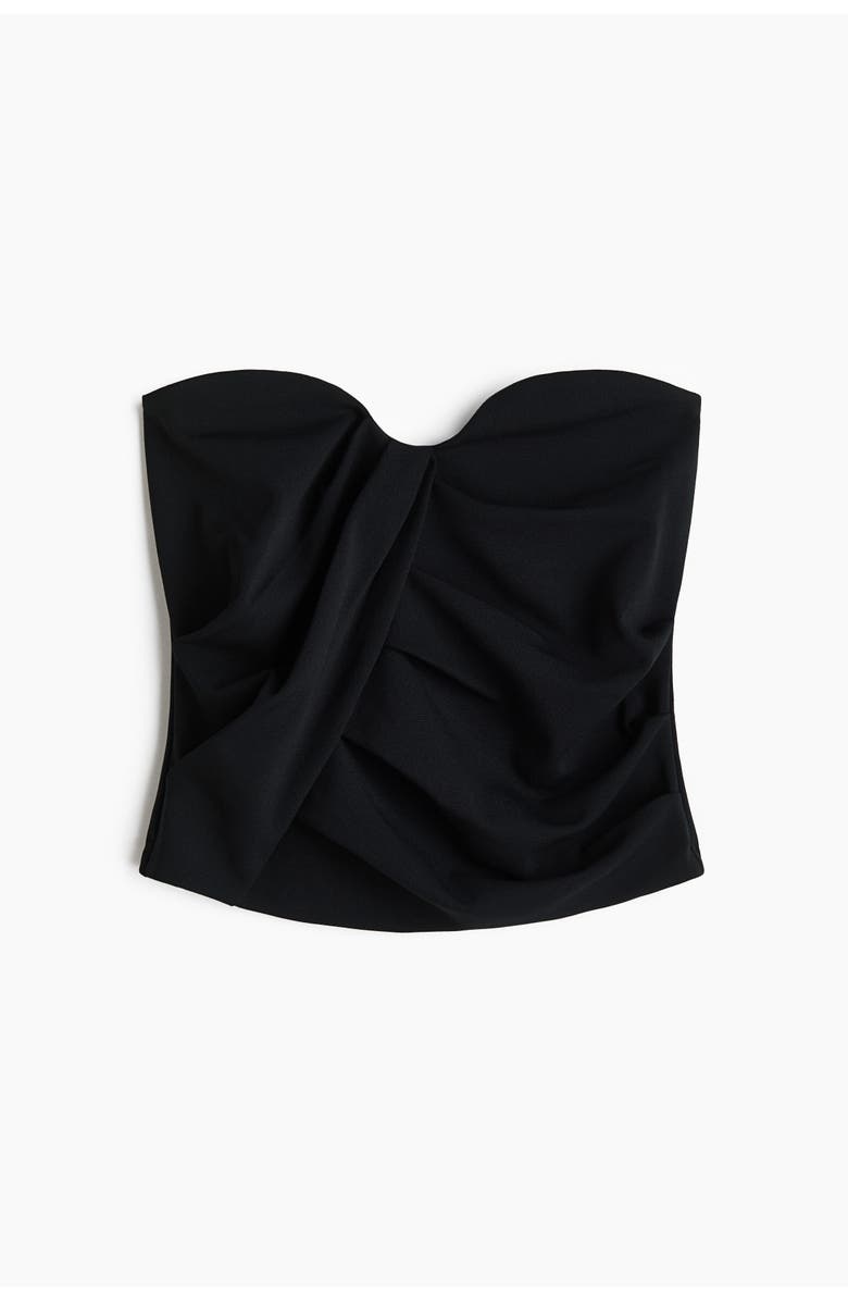 H&M Draped Interlock Bandeau Top, Main, color, Black