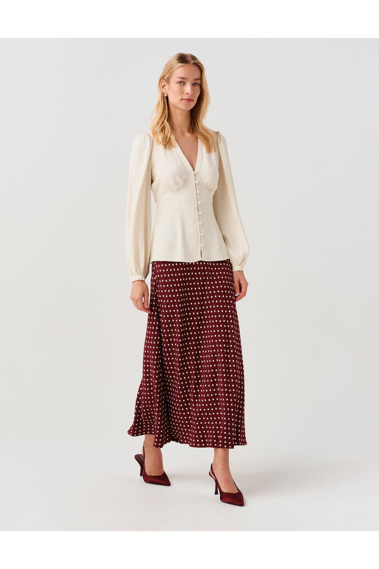 Edina V-Neck Button Through Blouse, Alternate, color, Ivory