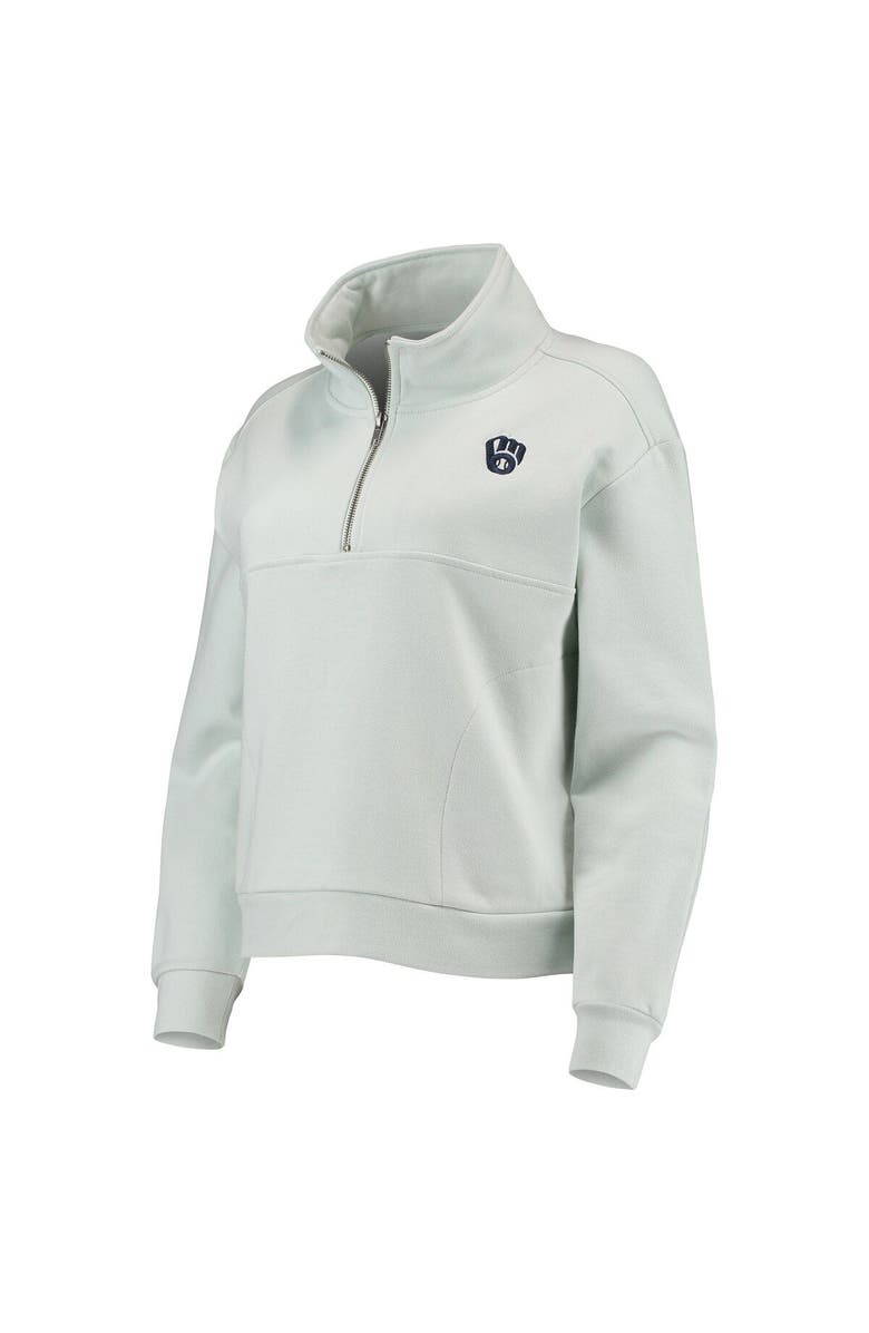 THE WILD COLLECTIVE Women's The Wild Collective Light Blue Milwaukee Brewers Two-Hit Quarter-Zip Pullover Top, Alternate, color, 