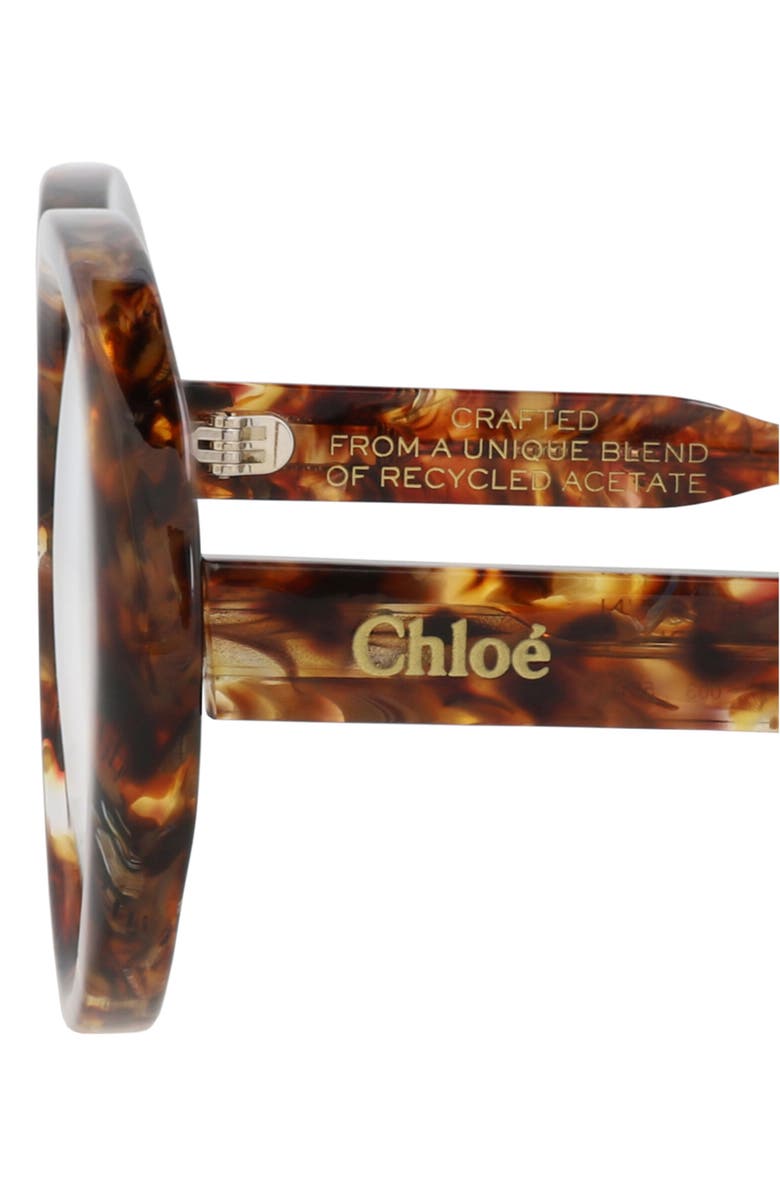 Chloé 53mm Round Optical Glasses, Alternate, color, Havana Havana Transparent