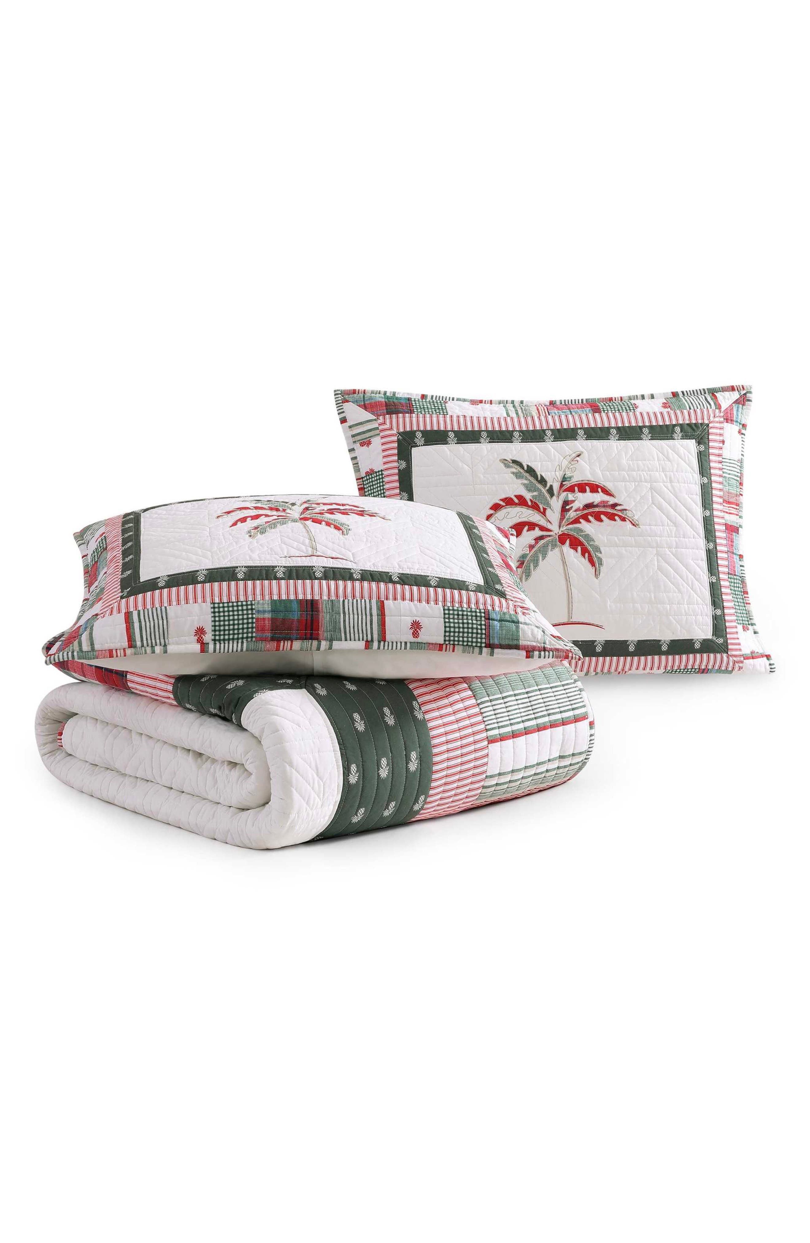 Palm Tree Patchwork Cotton Quilt Set