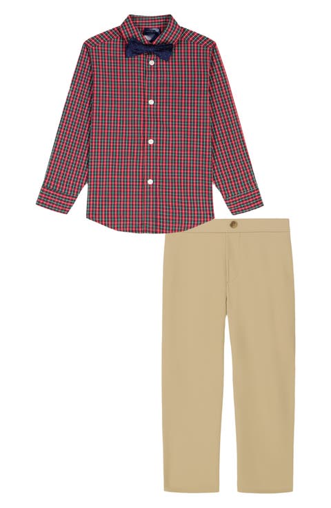 Kids' Tavern Check Button-Up Shirt, Pants & Bow Tie Set (Toddler & Little Kid)
