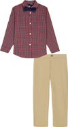 Tommy Hilfiger Kids' Tavern Check Button-Up Shirt, Pants & Bow Tie Set