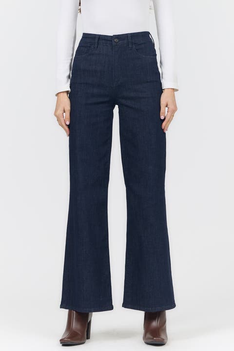 Fiona Raw Hem High Waist Wide Leg Jeans
