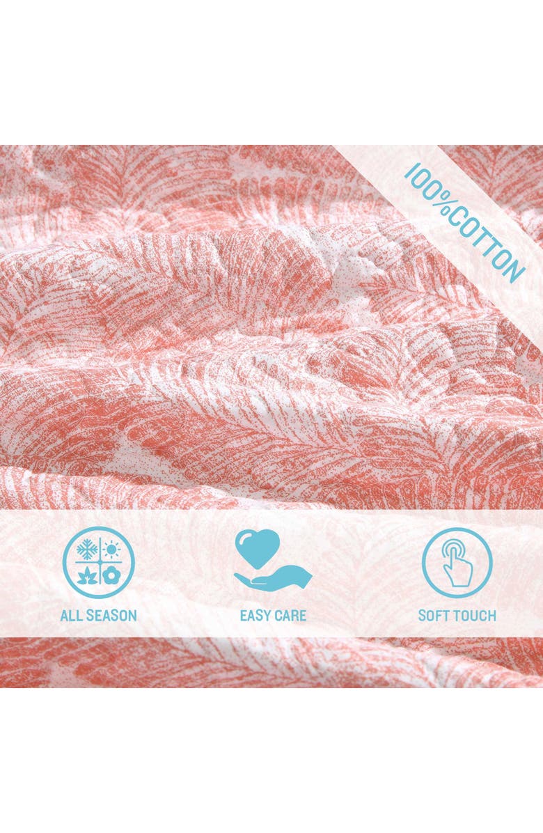 Tommy Bahama Distressed Water Leaves Cotton Quilt Set, Alternate, color, Bright Orange