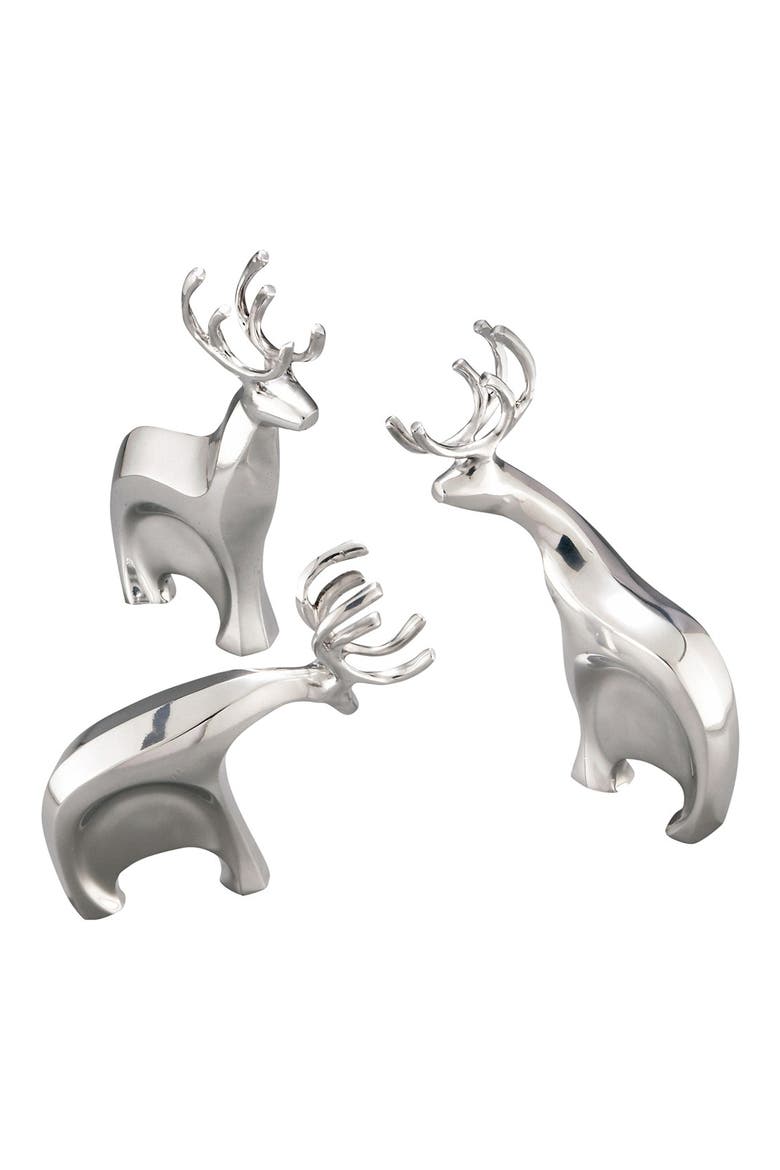 'Blitzen' Reindeer Figurines, Main, color, SILVER