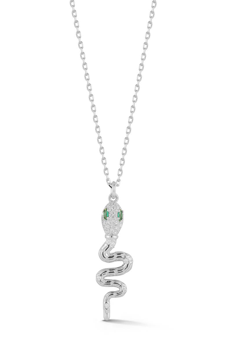 Cubic Zirconia Snake Pendant Necklace, Main, color, SILVER