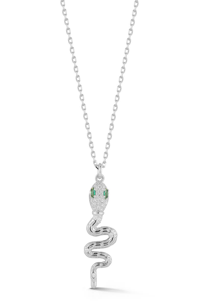 GLAZE JEWELRY Cubic Zirconia Snake Pendant Necklace, Main, color, Silver