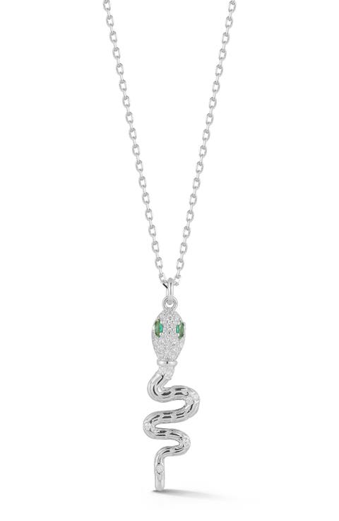 Cubic Zirconia Snake Pendant Necklace