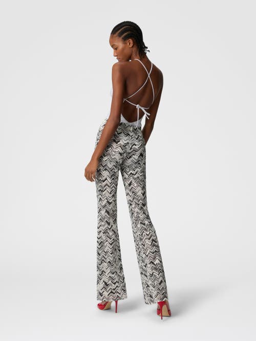 MISSONI MISSONI FLARE TROUSERS IN SLUB ZIGZAG VISCOSE BLEND