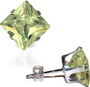 A&M Square Cubic Zirconia Birthstone Stud Earrings