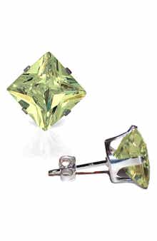 A&M Square Cubic Zirconia Birthstone Stud Earrings