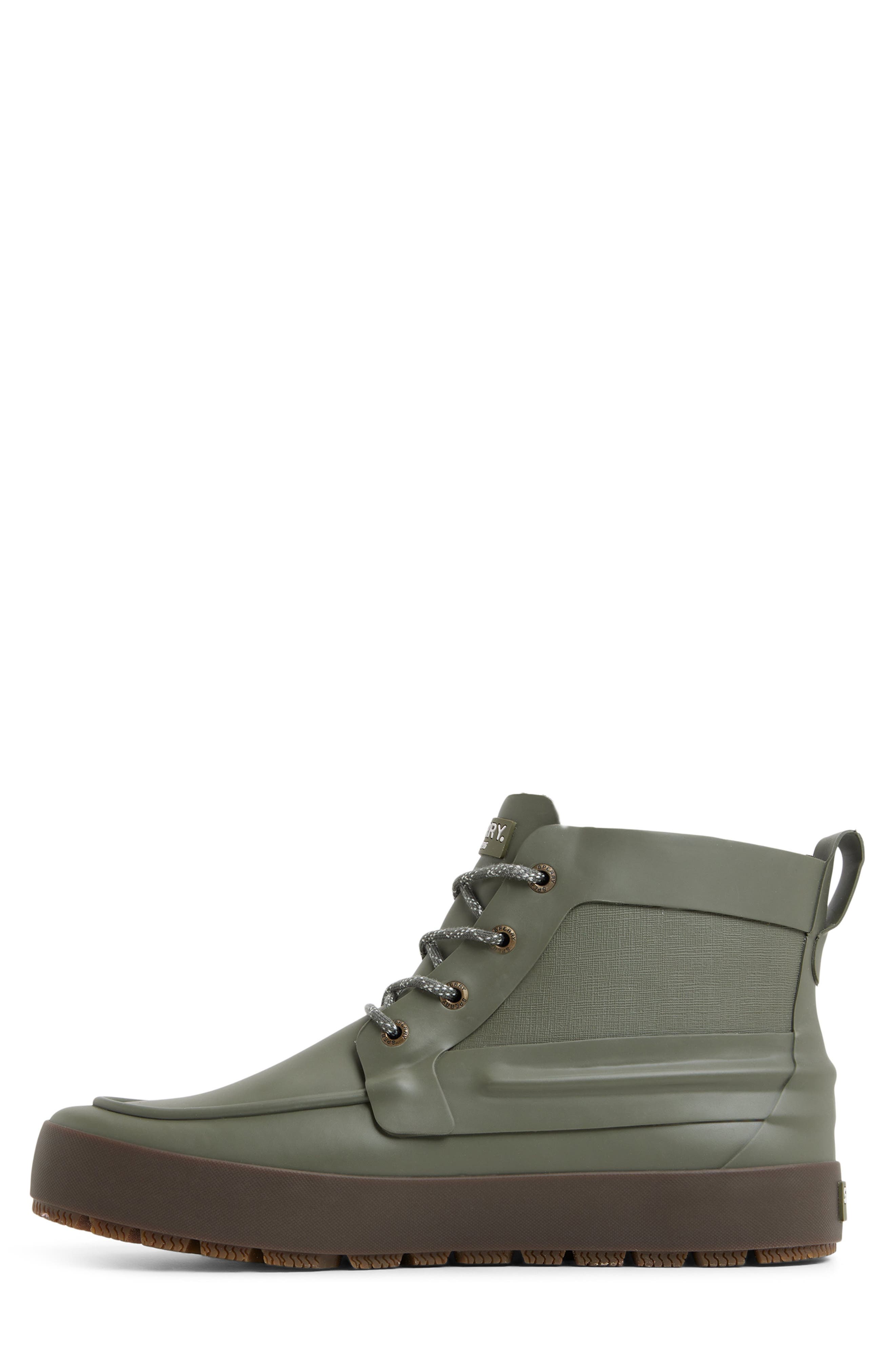 Sperry Sleet Lace-Up Rain Boot, Alternate, color, Olive