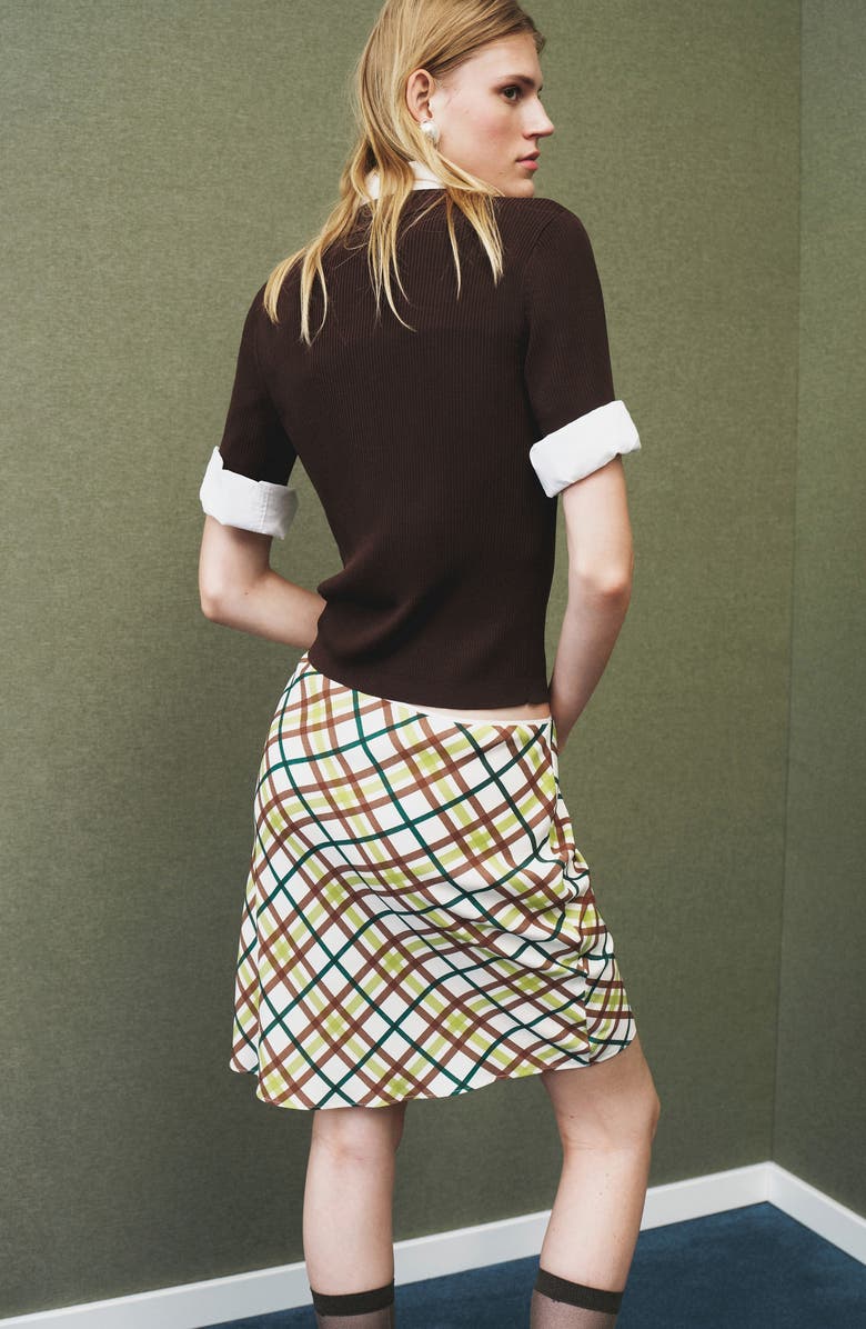 MANGO Checkered Skirt, Alternate, color, Off White