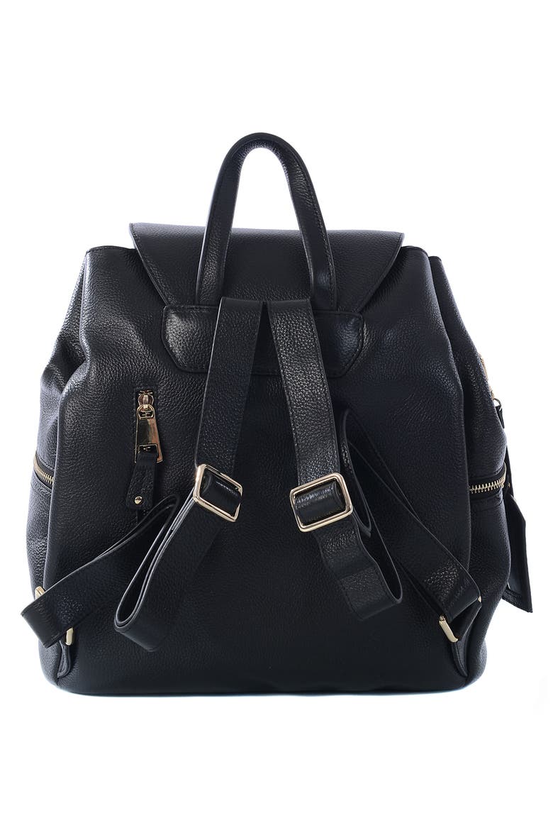 Thor Leather Diaper Backpack, Alternate, color, BLACK WITH LIGHT GOLD HARDWARE
