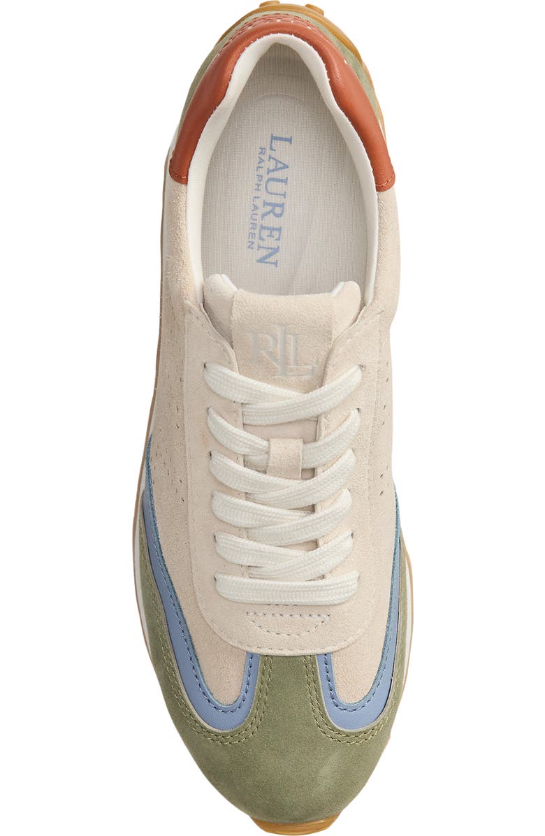 Ralph Lauren Dani Perforated Lace-Up Sneaker, Alternate, color, Explorer Sand/Green/Blue