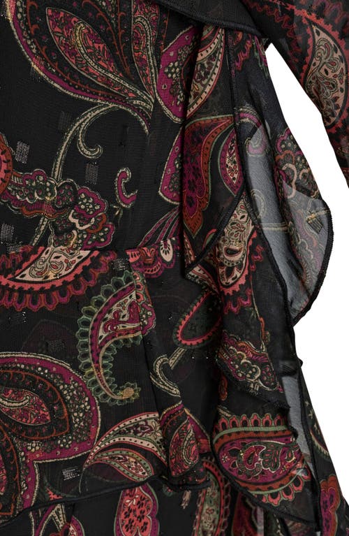 Bcbg Print Ruffle Long Sleeve Minidress In Brown
