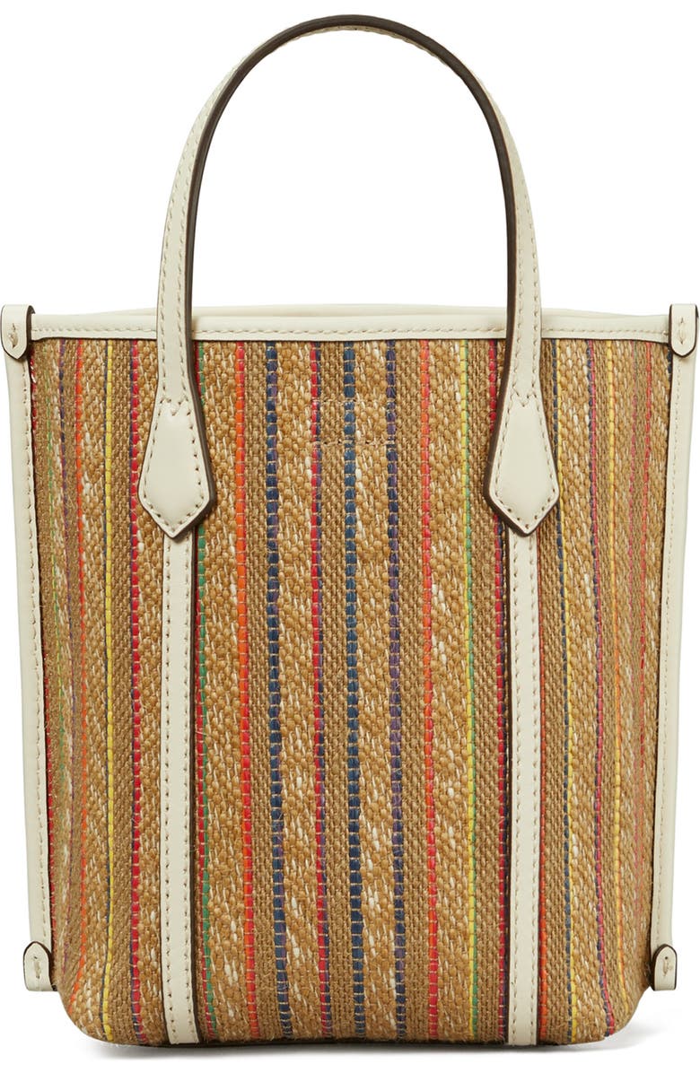 Tory Burch Mini Perry Stripe Raffia Tote, Alternate, color,