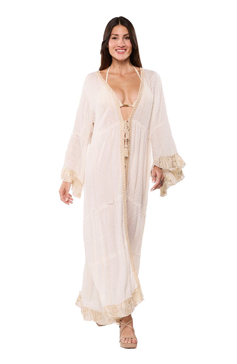 RANEES Longline Cover-Up Duster, Alternate, color, Beige