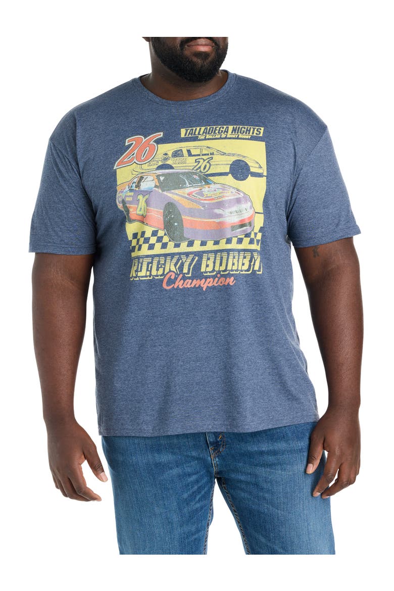 Big & Tall Ricky Bobby Car Race Flag Graphic Tee, Main, color, BLUE