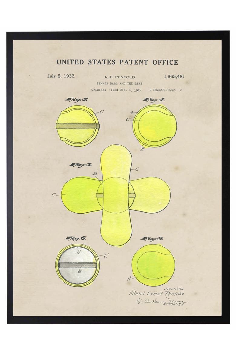 Tennis Ball Patent in Black Frame, Main, color, No Color