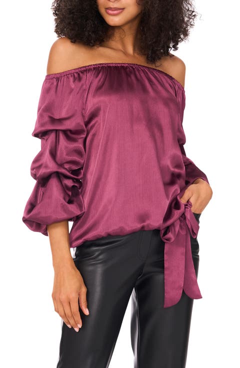 Off the Shoulder Bubble Sleeve Top