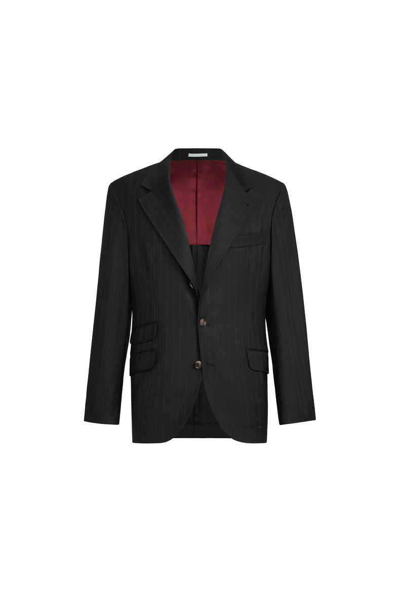 Chalk stripe unconstructed Cavallo blazer, Alternate, color, Black