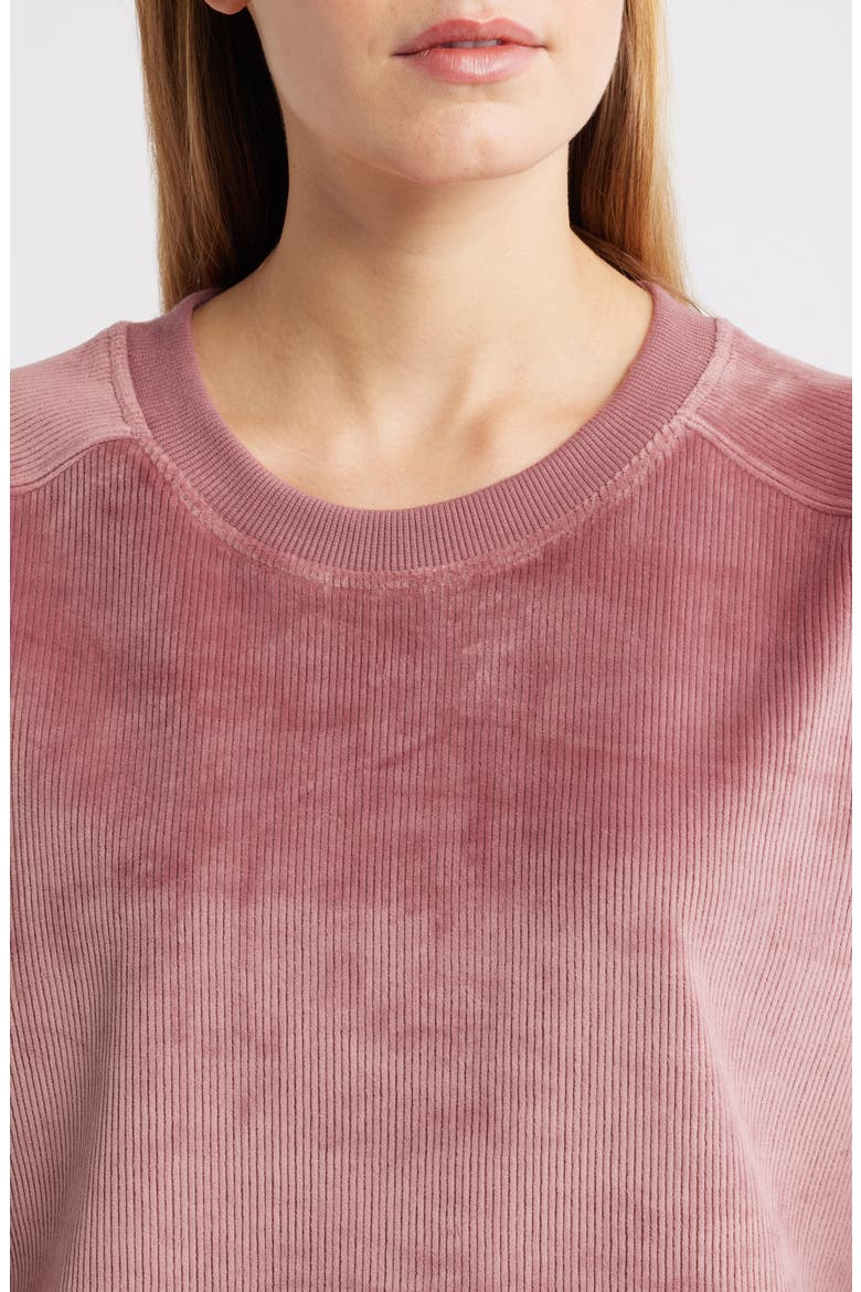 Ribbed Velour High-Low Sweatshirt, Alternate, color, DUSTY ROSE