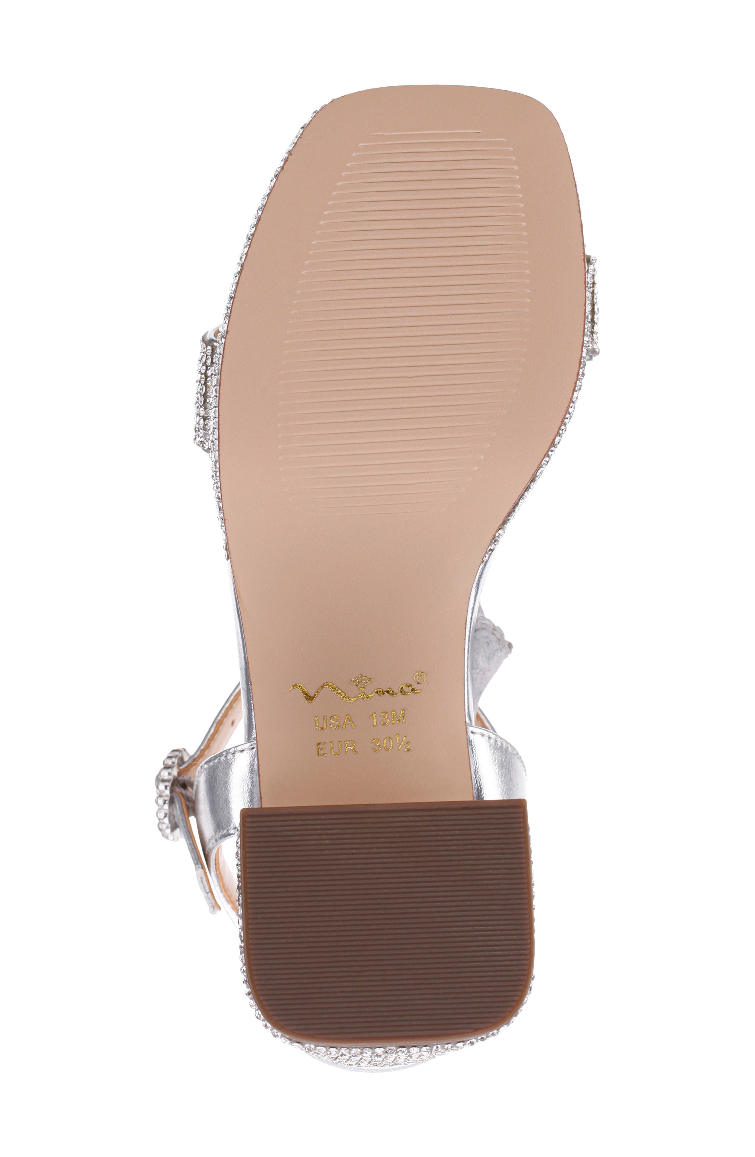 Nina Kids' Marysol Ankle Strap Platform Sandal, Alternate, color, Silver Metallic Stones