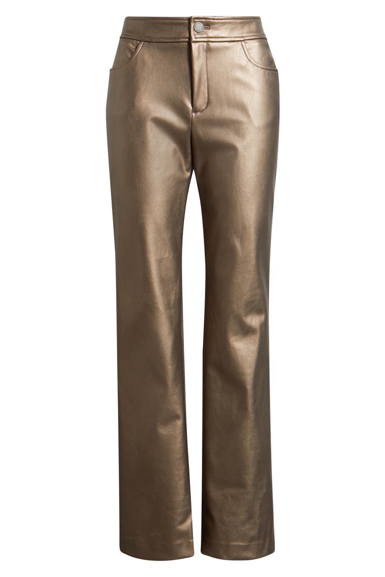 Metallic Faux Leather Bootleg Pants, Main, color, NATURAL CLAY METALLIC