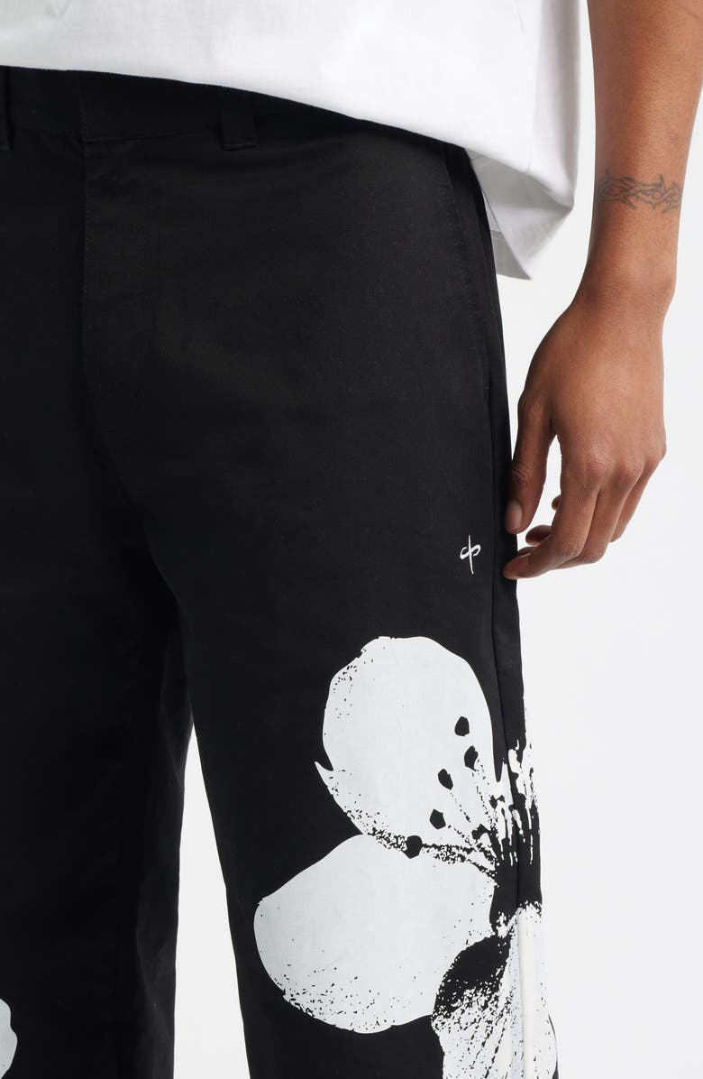 SANTO STUDIO Flower Napoli Cotton Twill Pants, Alternate, color, Black