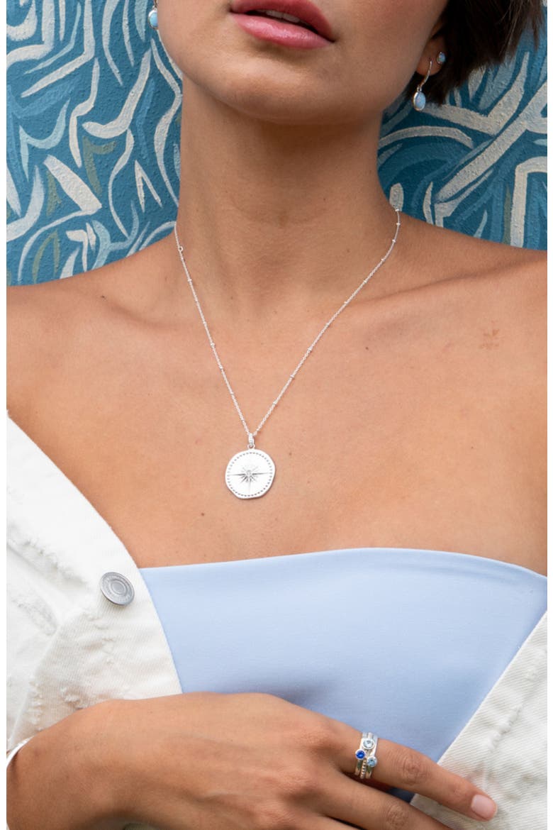Diamond True North Talisman Necklace, Alternate, color, Sterling Silver