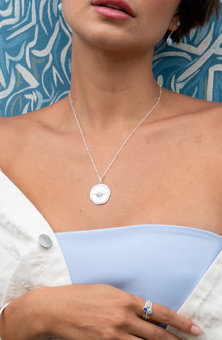 Dower & Hall Diamond True North Talisman Necklace, Alternate, color, Sterling Silver