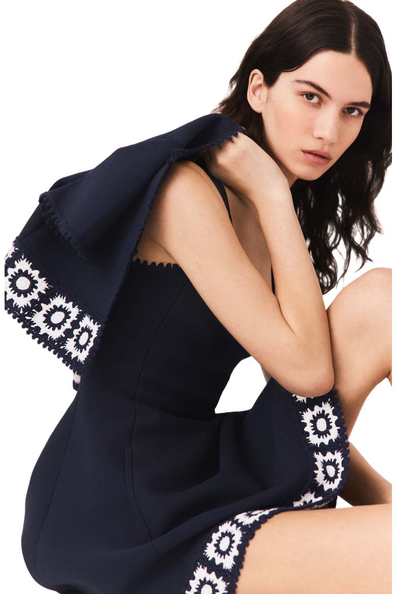 Dress with crochet panels, Alternate, color, Navy