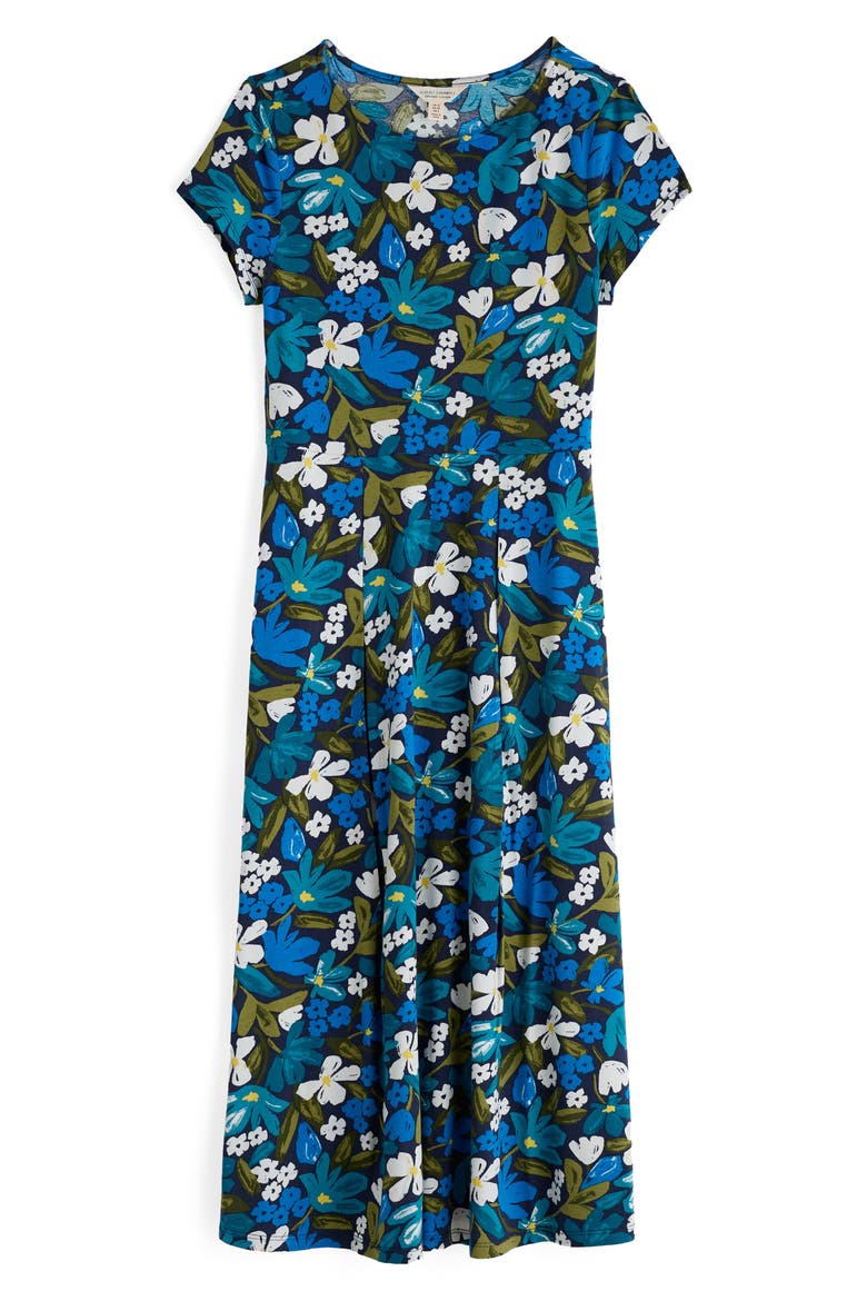 Wild Bouquet Cotton Jersey Midi Dress, Alternate, color, CRAYON FLORAL WATERWAY
