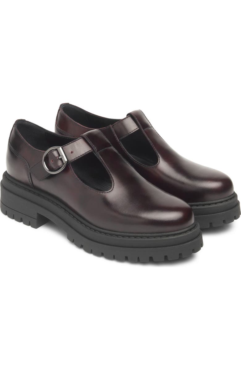 NeroGiardini Lug Sole Mary Jane Flat, Main, color, Bordeaux