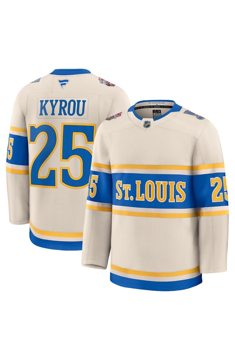 FANATICS Men's Fanatics Jordan Kyrou Cream St. Louis Blues 2025 NHL Winter Classic Premium Player Jersey, Main, color, 
