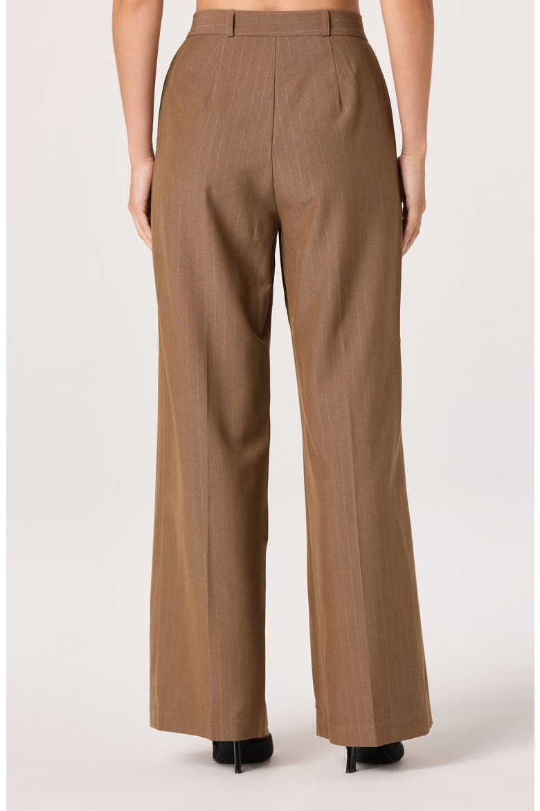 Pleated Metallic Pinstripe Pants, Alternate, color, BROWN GOLD STRIPE