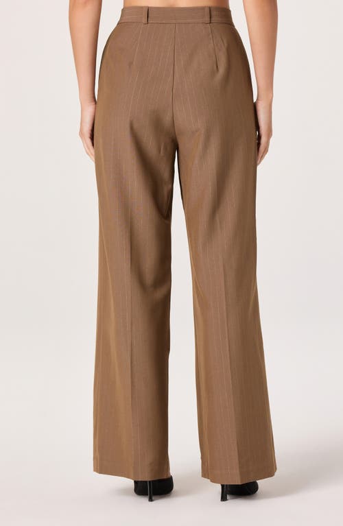 Astr The Label Pleated Metallic Pinstripe Pants In Brown