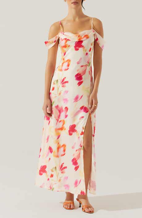 ASTR the Label Kitura Abstact Print Cold Shoulder Dress