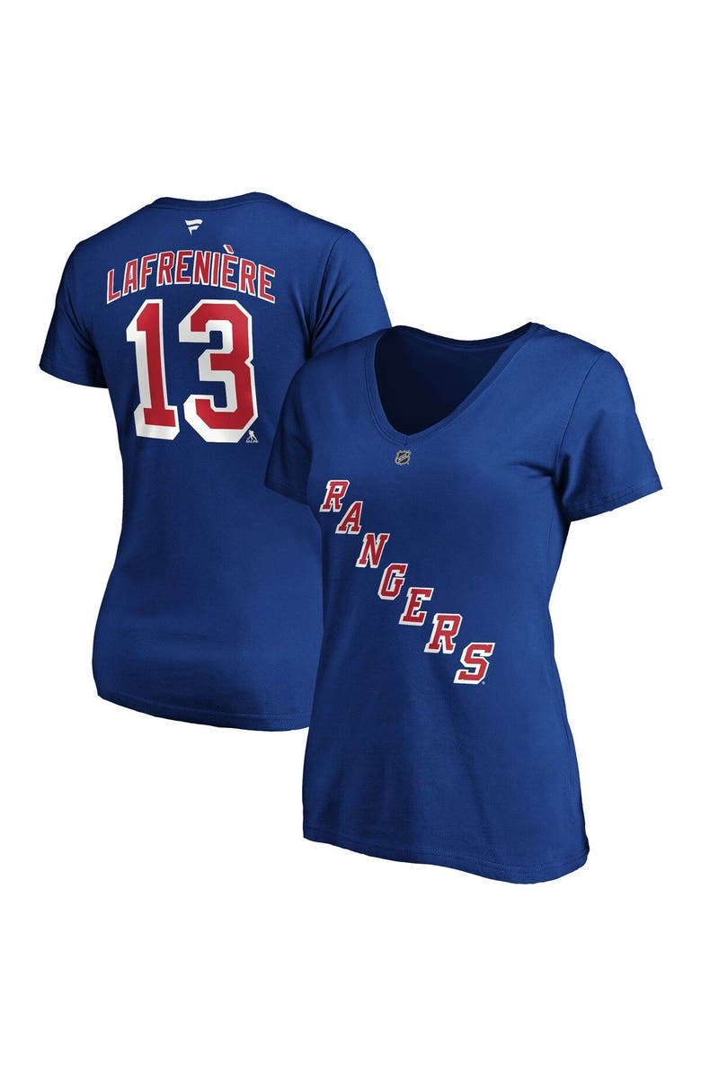 FANATICS Women's Fanatics Branded Alexis Lafreniere Blue New York Rangers Plus Size Name & Number V-Neck T-Shirt, Main, color, 