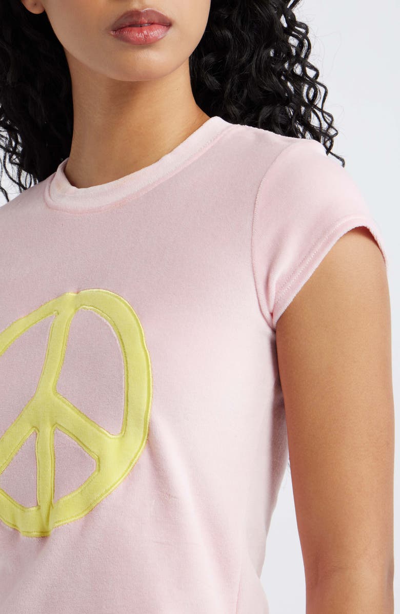Bella Venice Peace Graphic Velour Crop T-Shirt, Alternate, color, Pink
