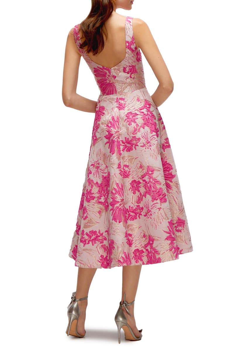Dessy Collection Floral Jacquard Sleeveless Fit & Flare Midi Dress, Alternate, color, Pink Multi