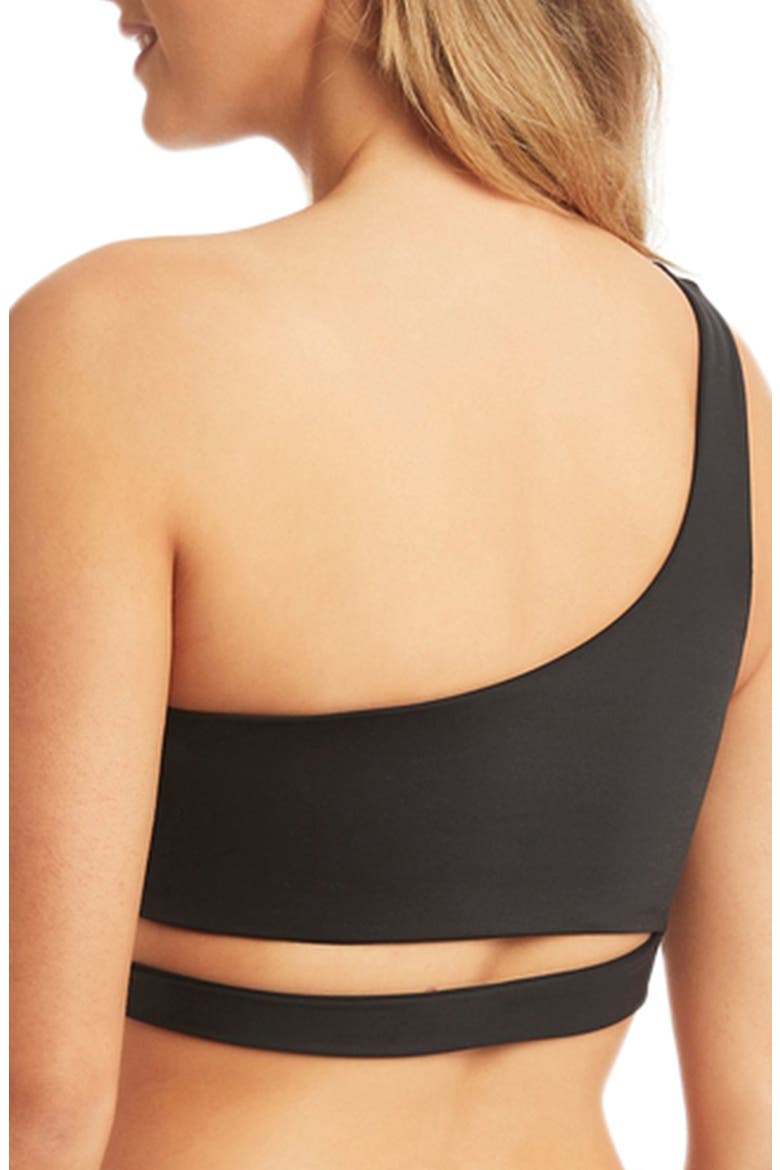 Dark Romance One-Shoulder Bikini Top, Alternate, color, BLACK