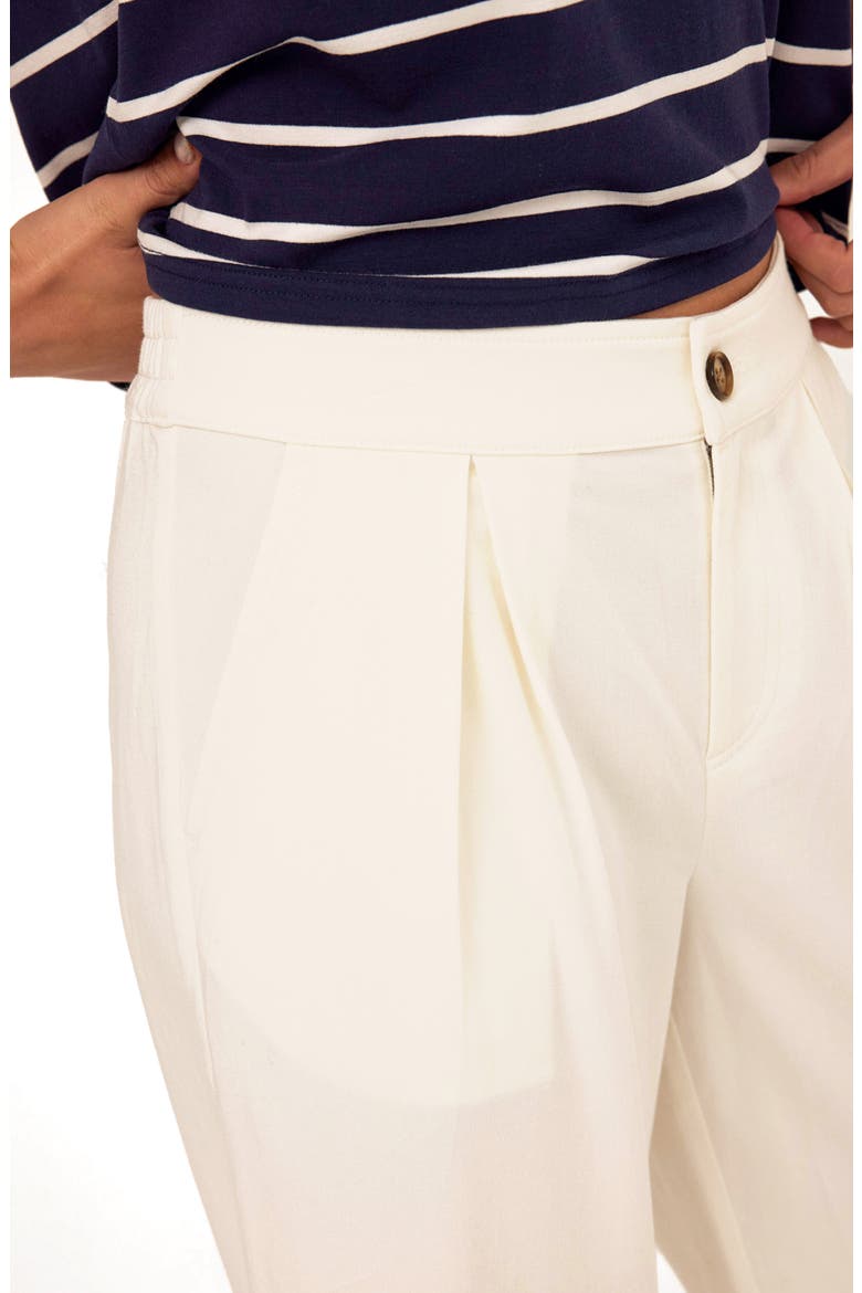 Mikki Pleated Stretch Twill Crop Pants, Alternate, color, WHITE