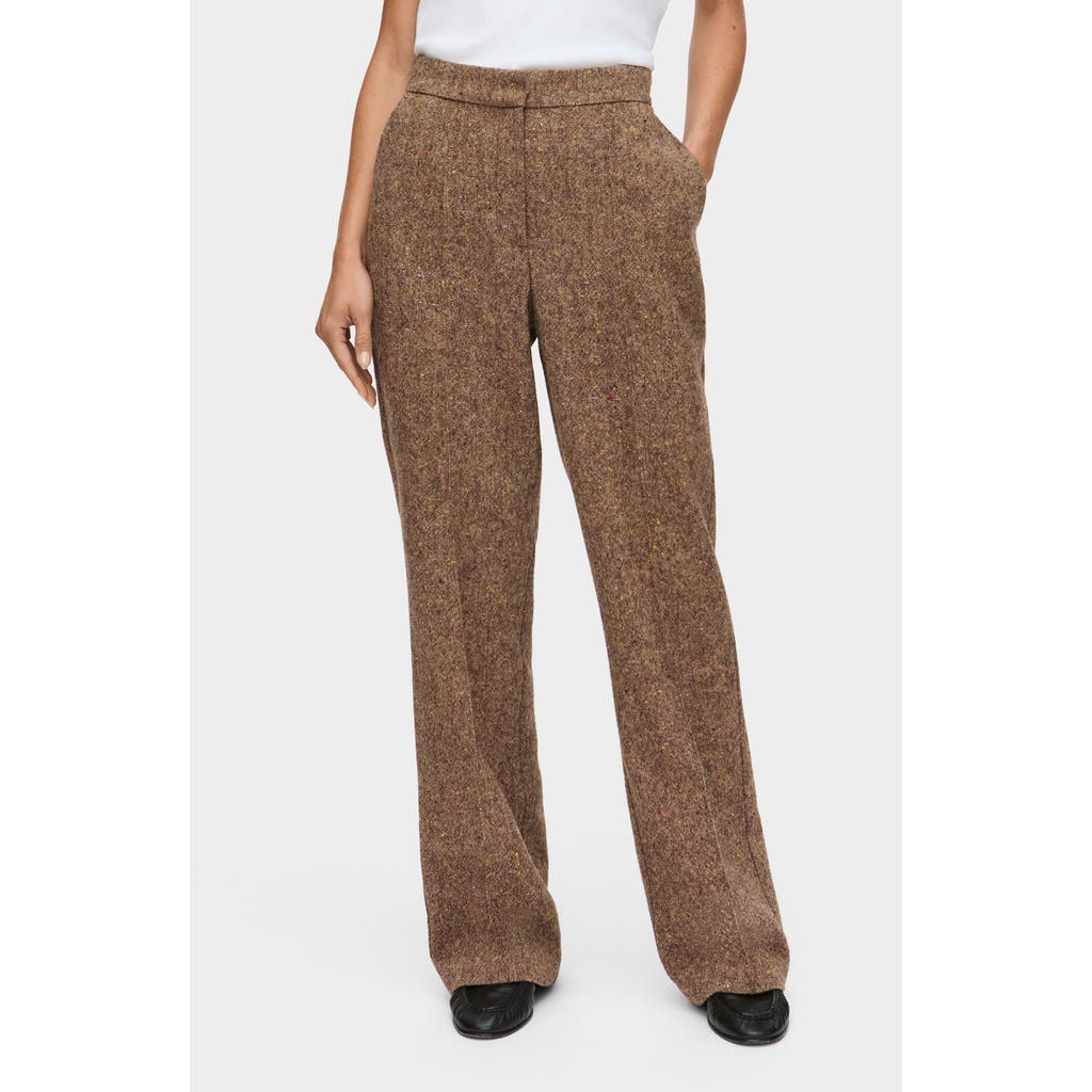 Aligne Lena Wool Blend Straight Leg Pants In Brown