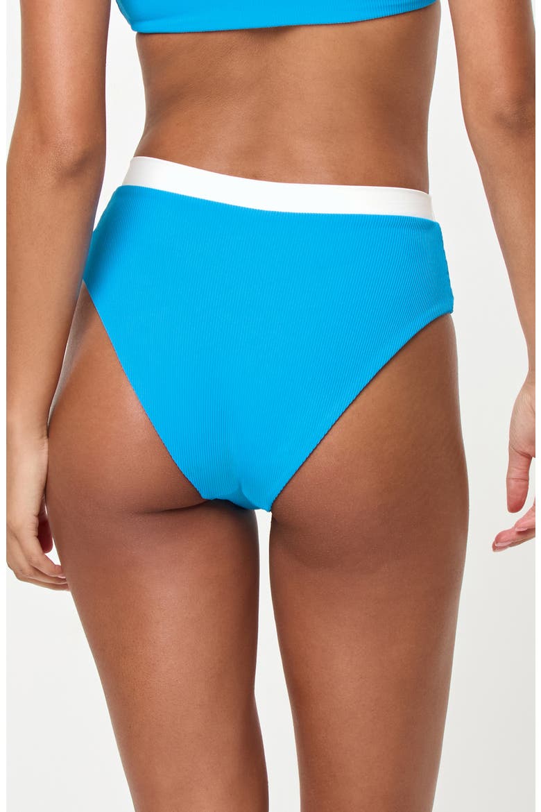 Misha High Waist Bikini Bottoms, Alternate, color, ELECTRIC BLUE/ CREAM