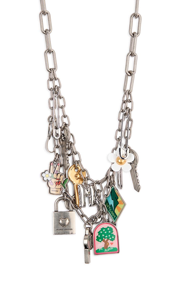 Marc Jacobs Pop Americana Charm Necklace, Main, color, Silver/ Multi